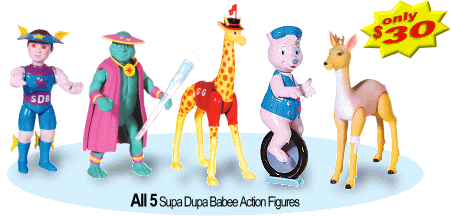 All 5 Supa Dupa Babee Action Figures for ONLY $30
